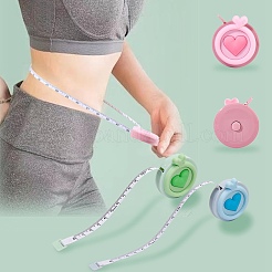 3個 3色 PVC&ポリエチレンテープメジャー  ソフト格納式ミシン巻尺  体のために  縫い  仕立て屋  布  ハート  ミックスカラー  55.5x51x21mm&nbsp;AJEW-DJ0003-05