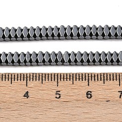 電気メッキ磁気無し合成ヘマタイトビーズ連売り  正方形  多面カット  ブラック  4x2mm  穴：1mm  約：106個/連  15.7インチ&nbsp;G-O009-B01