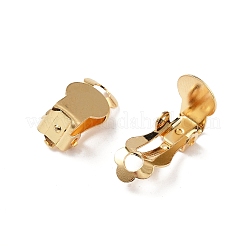 304ステンレススチール製クリップオンイヤリング金具  丸いフラットパッド付き  フラットラウンド  18KGP本金メッキ  トレイ：8mm  18x8x6mm  穴：3mm&nbsp;STAS-T045-33A-G