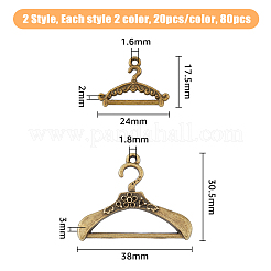 80本4色チベット風アロイペンダント  ハンガーチャーム  ミックスカラー  17.5x24x2mm  穴：1.6mm  20個/カラー&nbsp;FIND-HY0002-18