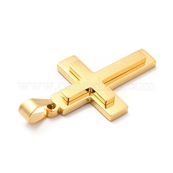 PVD真空メッキ304ステンレスペンダント  クロスワードチャーム  ゴールドカラー  39x26x4.5mm  穴：9.5x5.5mm&nbsp;STAS-K244-04G