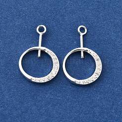 925の純シルバー製パーツ  ラウンド  マイクロパヴェキュービックジルコニア付き  銀  18x11.5x2mm  穴：1.6mm&nbsp;STER-D306-08S