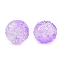 透明ガラスビーズ  花柄ラウンド  スミレ  11x10mm  穴：1mm&nbsp;GLAA-B027-01B