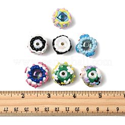 7 個 7 スタイル不透明なアクリル ビーズ  手描きのビーズ  エナメルスタイル  ロンデル  ミックスカラー  18~23mm  1個/スタイル&nbsp;ACRC-FS0001-04