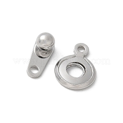 真鍮製スナップクラスプ  カドミウムフリー＆ニッケルフリー＆鉛フリー  プラチナ  14x8x4mm  穴：1.2mm&nbsp;KK-U052-25P
