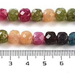 天然石ホワイトジェイドビーズ連売り  多面カット  染め  キューブ  ミックスカラー  7x8x7mm  穴：1mm  約47~48個/連  13.35~13.46''（33.9~34.2センチメートル）&nbsp;G-H028-A09-05