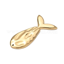 304ステンレススチール製ビッグペンダント  槌目模様の魚のチャーム  イオンプレーティング（ip）  ゴールドカラー  26.5x51x2mm  穴：1mm&nbsp;SA-CBA37BC-09G