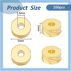 真鍮ビーズ100個  コラム  ゴールドカラー  5x2mm  穴：1.5mm&nbsp;KK-BC0013-53C