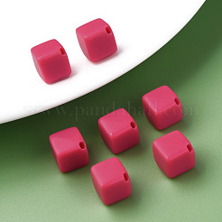 不透明なアクリルビーズ  キューブ  濃いピンク  13x14.5x14.5mm  穴：2mm  約530個/500g&nbsp;MACR-S373-135-A10