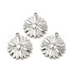 変色しない304ステンレススチールペンダント  花のチャーム  ステンレス鋼色  25.5x22x3mm  穴：2.5mm&nbsp;LS-STAS-H172-12P