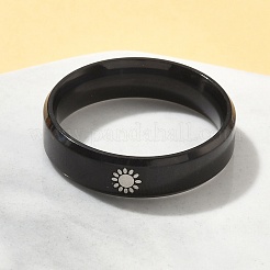 男性用ステンレス指輪201個  太陽  ブラック  6mm  内径：20mm&nbsp;RJEW-Z092-01EB-01