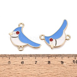 合金エナメルコネクタチャーム  鳥のリンク  ゴールドカラー  ドジャーブルー  24x25.5~26.5x1mm  穴：2mm&nbsp;PALLOY-Q467-02G-02