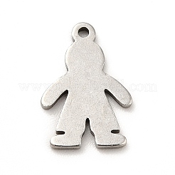 変色しない201ステンレススチールペンダント  人間のチャーム  ステンレス鋼色  13x9x1mm  穴：1mm&nbsp;STAS-H172-05P