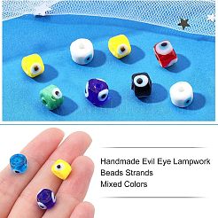 Nbead手作りのナザールボンジュウランプワークビーズ連売り  コラム  ミックスカラー  8.5x6~7mm  穴：2mm  約53~56個/連  13.78インチ〜14.17インチ（35cm〜36cm）&nbsp;LAMP-NB0001-49D