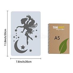 ペットのプラスチック製の描画絵画ステンシルテンプレート  長方形  フェアリー模様  30x20cm&nbsp;DIY-WH0284-003