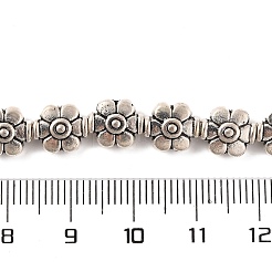 チベットスタイルの花の合金ビーズ連売り  鉛フリー＆カドミウムフリー＆ニッケルフリー  アンティークシルバー  9x8x5mm  穴：1.5mm  約23個/連  8インチ&nbsp;TIBEB-O007-04-NR