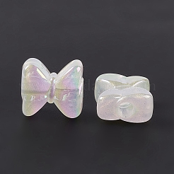 不透明なアクリルビーズ  ABカラー  蝶結び  ホワイト  13.5x15x7.5mm  穴：3.8mm&nbsp;OACR-C008-07D