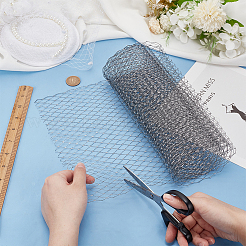 ナイロンメッシュレース生地  花嫁のベールの装飾用  ブラック  25.2~25.5x0.03cm  約2m / pc&nbsp;DIY-WH0530-83A