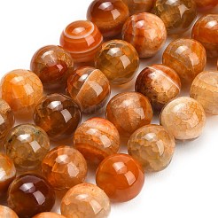 天然石ドラゴンアゲート瑪瑙ビーズ連売り  染め＆加熱  スムーズなラウンド  オレンジ  13.5~15mm  穴：1.4~1.6mm  約28個/連  15.28''（38.8センチメートル）&nbsp;GG-L001-L01-01F
