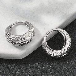 真鍮製フープピアス  プラチナメッキ  13x14x6mm&nbsp;EJEW-D320-16P