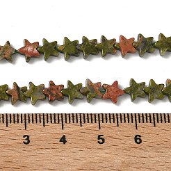 天然石ユナカイトビーズ連売り  スター  6x6x2mm  穴：0.7mm  約72個/連  14.96''（38センチメートル）&nbsp;G-F817-A11-01