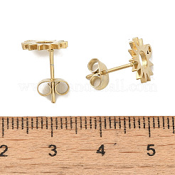 イオンプレーティング（IP）304ステンレススチールスタッドピアス金具  太陽  ゴールドカラー  10.5x9.5mm  穴：1.2mm  ピン：0.7x11mm&nbsp;X-STAS-I206-01G
