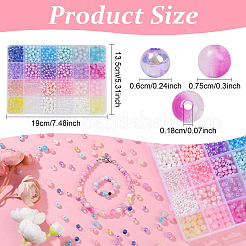 DIY ラウンド アクリル ビーズ ジュエリー作り ファインディング キット  ミックスカラー  6~7.5mm  穴：1.4~2mm  1025pc&nbsp;DIY-YW0011-64