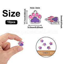 合金エナメルチャーム  ツートン  犬の足跡  プラチナ  紫色のメディア  17.7x16.6x2mm  穴：2mm&nbsp;ENAM-TAC0001-06A