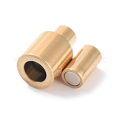 304ステンレススチール製マグネット留め具、接着端付き  コラム  14KGP本金メッキ  15x7mm  穴：3.2mm&nbsp;STAS-H187-03G