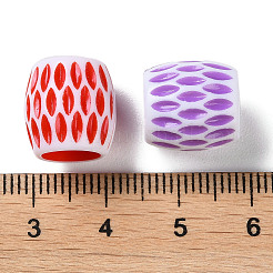 不透明なアクリルビーズ  クラフトスタイル  大穴ビーズ  バレル  ミックスカラー  12.5x12.5mm  穴：8mm  約500個/500g&nbsp;SACR-P031-17A