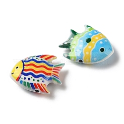 印刷された合金ビーズ  縞模様の熱帯魚／花の魚  ミックスカラー  20.6x17.5x6mm  穴：1.6mm&nbsp;AL-CBA91DB-06