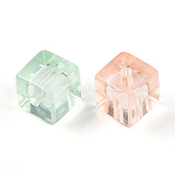 透明なアクリルビーズ  キューブ  ミックスカラー  12x12x12mm  穴：2.8mm  約253個/500g&nbsp;TACR-N019-01