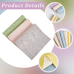 PUレザー生地7枚  DIYクラフト  蝶の花模様の長方形  ミックスカラー  330x198x1mm&nbsp;DIY-WH20025-080A