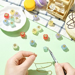 18 個 6 色 UV メッキアクリルビーズ  虹色の  柿  黄金の合金パーツ  ミックスカラー  15.5~16x14.5~15x14.5~15mm  穴：1~1.4mm  3個/カラー&nbsp;MACR-CJ0002-35