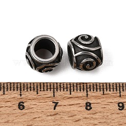 316サージカルステンレスビーズ  ラウンド  アンティークシルバー  11.5x9mm  穴：6.5mm&nbsp;SA-CBA1C2C-01AS