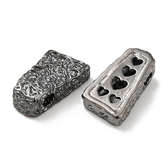 テクスチャード真鍮ビーズ  カドミウムフリー＆ニッケルフリー＆鉛フリー  台形  ガンメタ色  18x10.5x6mm  穴：3.5x2.5mm&nbsp;KK-H455-05B