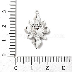 304ステンレスペンダント  矢のハートチャーム  変色防止  ステンレス鋼色  26x17x2.2mm  穴：1.2mm&nbsp;STAS-H482-02P