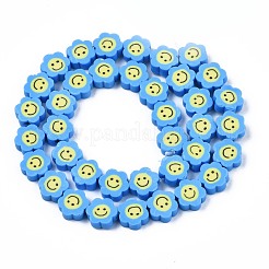 手作り樹脂粘土ビーズ連売り  笑顔の花  ドジャーブルー  8~10x8~10x4~5mm  穴：1.2~1.6mm  約38~40個/連  12.99インチ〜15.94インチ（33~40.5cm）&nbsp;CLAY-N006-73B
