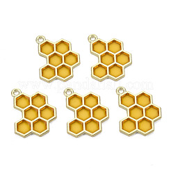 エポキシ樹脂ペンダント  環境に優しい合金のパーツ  カドミウムフリーと鉛フリー＆ニッケルフリー  ハニカム  ゴールデンロッド  21x17.5x1.5mm  穴：1.6mm&nbsp;RESI-Q213-001-NR