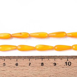 天然淡水シェルビーズ連売り  染め  ティアドロップ  オレンジ  15.5x5mm  穴：0.4mm  約25個/連  15.08''（38.3センチメートル）&nbsp;SHEL-A004-03D