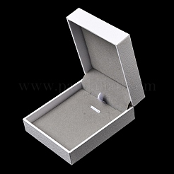 ペンダント用のスポンジが入った厚紙紙のジュエリー梱包箱  長方形  ホワイト  8.1x6.8x3.5cm&nbsp;CBOX-F007-01A