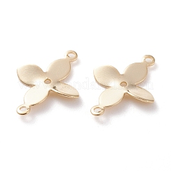 真鍮製リンクコネクター  カドミウムフリー＆鉛フリー  長持ちメッキ  花  24KGP本金メッキ  11x15x1mm  穴：0.9mm&nbsp;KK-Y003-51G