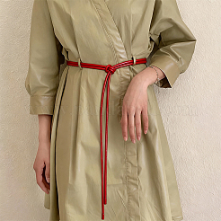 ドレス用ラウンドPUレザーコードタイノットベルト  レッド  1835mm&nbsp;DIY-WH20007-802B-05