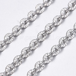 フラットブラステクスチャアズキチェーン  スプールで  ハンダ付け  長持ちメッキ  プラチナ  3.5x3x0.6mm  約32.8フィート（10m）/ロール&nbsp;CHC-I030-01P