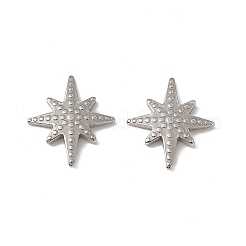 変色しない201ステンレススチールカボション  スター  ステンレス鋼色  17x15x2mm&nbsp;STAS-J401-VC601