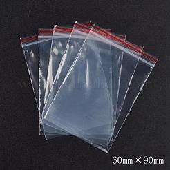 再封可能なプラスチック製包装袋  トップシール  セルフシールバッグ  長方形  レッド  9x6cm  片側の厚さ：1.3ミル（0.035mm）&nbsp;OPP-G001-A-6x9cm