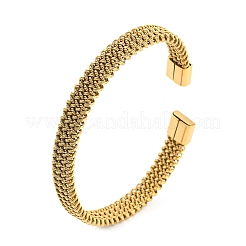 女性用304ステンレススチールワイヤーメッシュカフバングル  ゴールドカラー  ワイド：8mm  内径：2-1/2x1-7/8インチ（6.33x4.68cm）&nbsp;BJEW-D022-01A-G