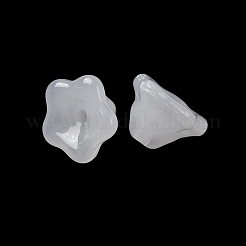 ベーキングペイント透明ガラスビーズ  ペチュニア  ホワイト  9x9x6mm  穴：1.4mm&nbsp;GLAA-T025-81C-01