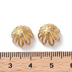 イオンプレーティング（IP）304ステンレススチールビーズキャップ  8  - 花びらの花  ゴールドカラー  11x7.5mm  穴：1.2mm&nbsp;LS-STAS-Z062-02G