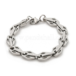 304ステンレススチール製菱形リンクチェーンブレスレット、女性・男性用  ステンレス鋼色  8-5/8インチ（22cm）&nbsp;BJEW-F488-56P